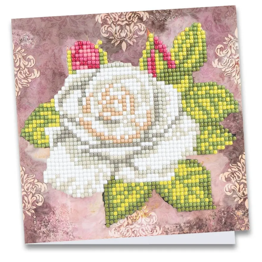 Diamond-Painting-Grußkarte, Rose 2, 16cm x 16cm, inkl. Zubehör