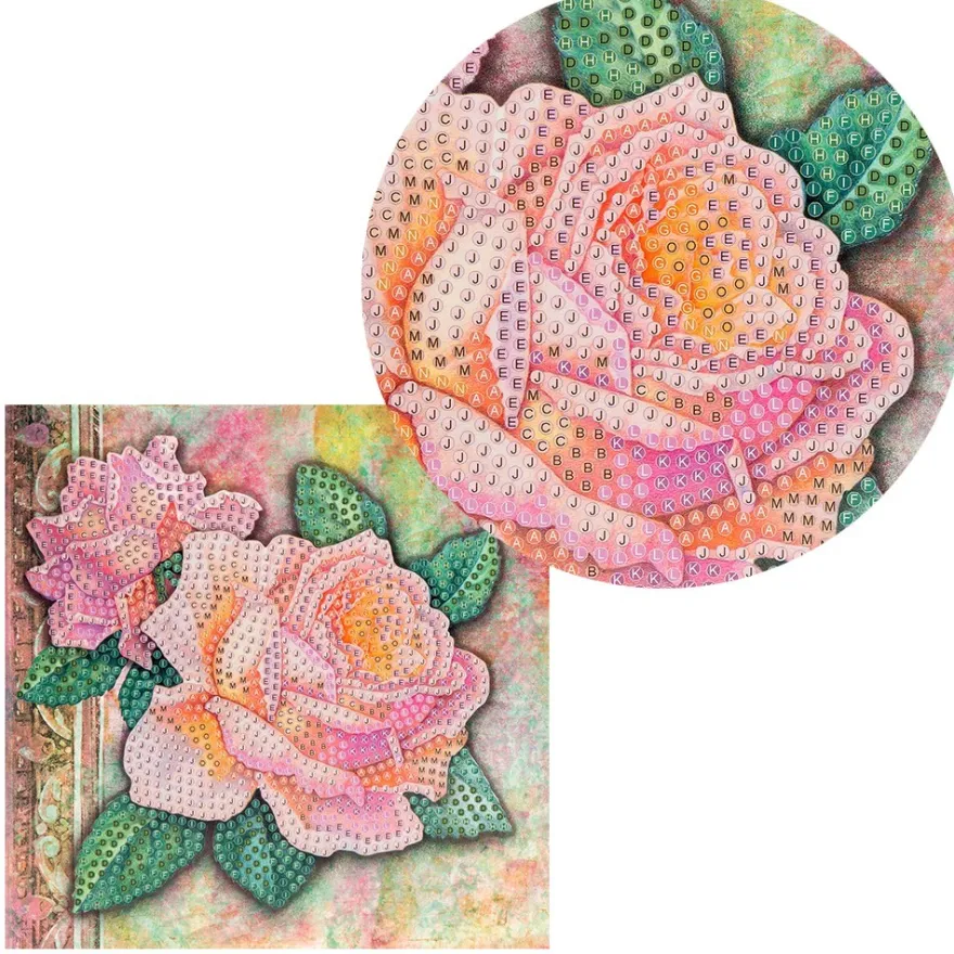 Diamond-Painting-Grußkarte, Rose 5, 16cm x 16cm, inkl. Zubehör