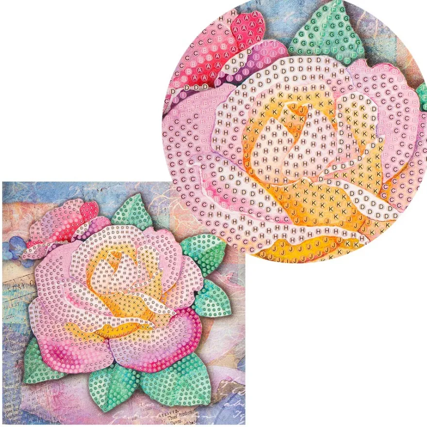 Diamond-Painting-Grußkarte, Rose 3, 16cm x 16cm, inkl. Zubehör