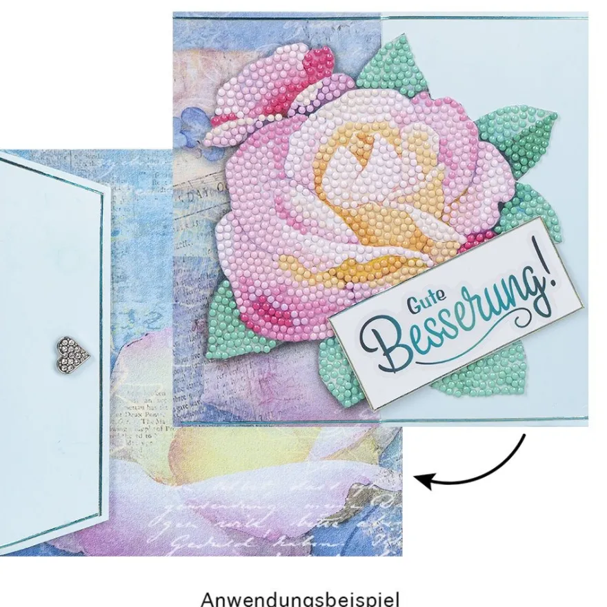 Diamond-Painting-Grußkarte, Rose 3, 16cm x 16cm, inkl. Zubehör