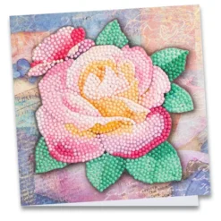 Diamond-Painting-Grußkarte, Rose 3, 16cm x 16cm, inkl. Zubehör