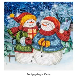 Diamond-Painting-Grußkarte, Schneemänner 2, 16cm x 16cm, inkl. Zubehör