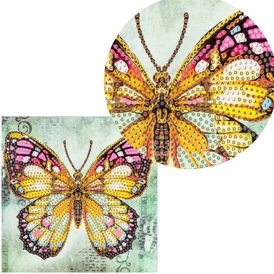 Diamond-Painting-Grußkarte, Schmetterling, 16cm x 16cm, inkl. Zubehör
