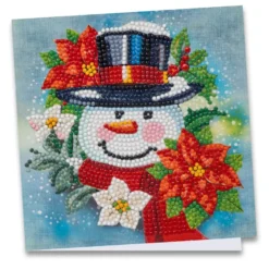 Diamond-Painting-Grußkarte, Schneemannkopf, 16cm x 16cm, inkl. Zubehör