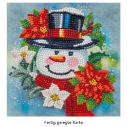 Diamond-Painting-Grußkarte, Schneemannkopf, 16cm x 16cm, inkl. Zubehör