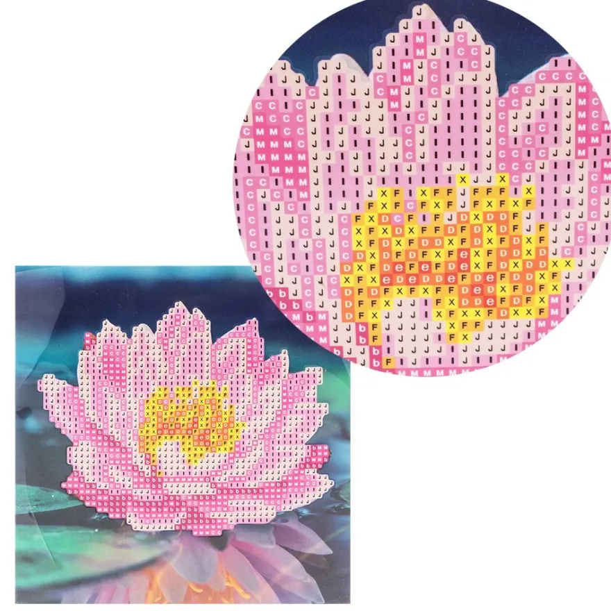 Diamond-Painting-Grußkarte, Seerose, 16cm x 16cm, inkl. Zubehör