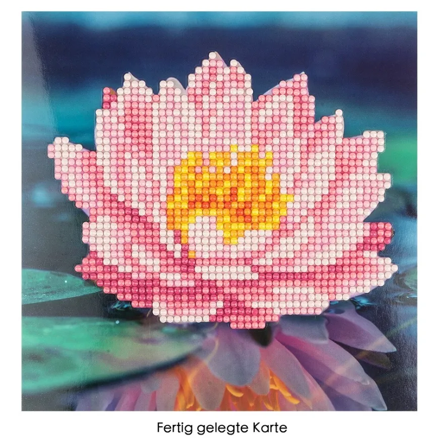Diamond-Painting-Grußkarte, Seerose, 16cm x 16cm, inkl. Zubehör