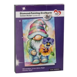 Diamond-Painting-Grußkarte, Sommer-Wichtel, irisierend, 11,5cmx 16,5cm, inkl. Umschlag & Werkzeug