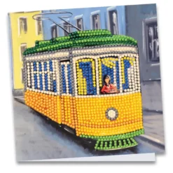 Diamond-Painting-Grußkarte, Straßenbahn, 16cm x 16cm, inkl. Zubehör