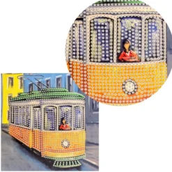 Diamond-Painting-Grußkarte, Straßenbahn, 16cm x 16cm, inkl. Zubehör
