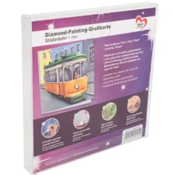 Diamond-Painting-Grußkarte, Straßenbahn, 16cm x 16cm, inkl. Zubehör