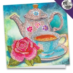 Diamond-Painting-Grußkarte, Strass, Teezeit, 16cm x 16cm, inkl. Zubehör