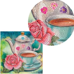Diamond-Painting-Grußkarte, Strass, Teezeit, 16cm x 16cm, inkl. Zubehör