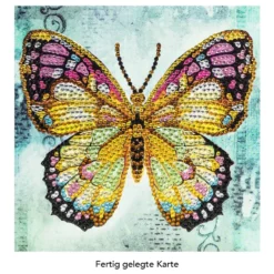 Diamond-Painting-Grußkarte, Strass, Schmetterling, 16cm x 16cm, inkl. Zubehör