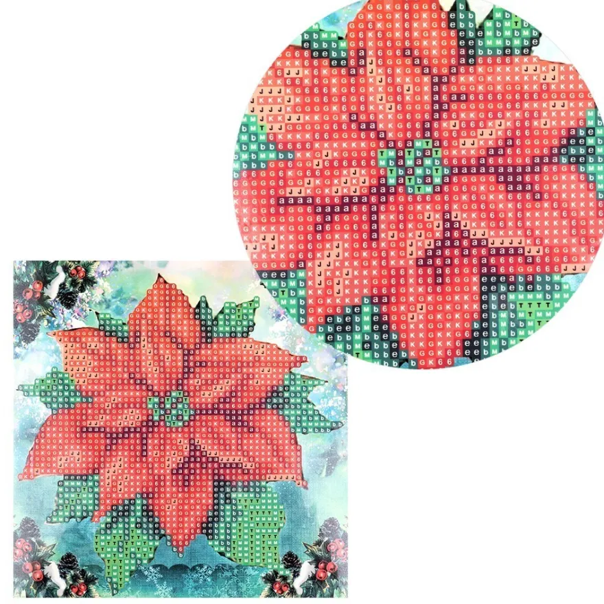 Diamond-Painting-Grußkarte, Strass, Weihnachtsstern, 16cm x 16cm, inkl. Zubehör