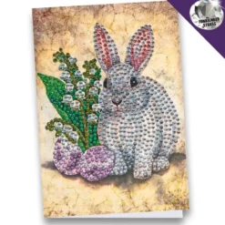 Diamond-Painting-Grußkarte, Strass, Hase 3, 11,5cm x 16,5cm, inkl. Zubehör