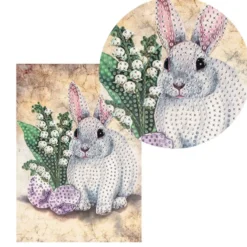 Diamond-Painting-Grußkarte, Strass, Hase 3, 11,5cm x 16,5cm, inkl. Zubehör