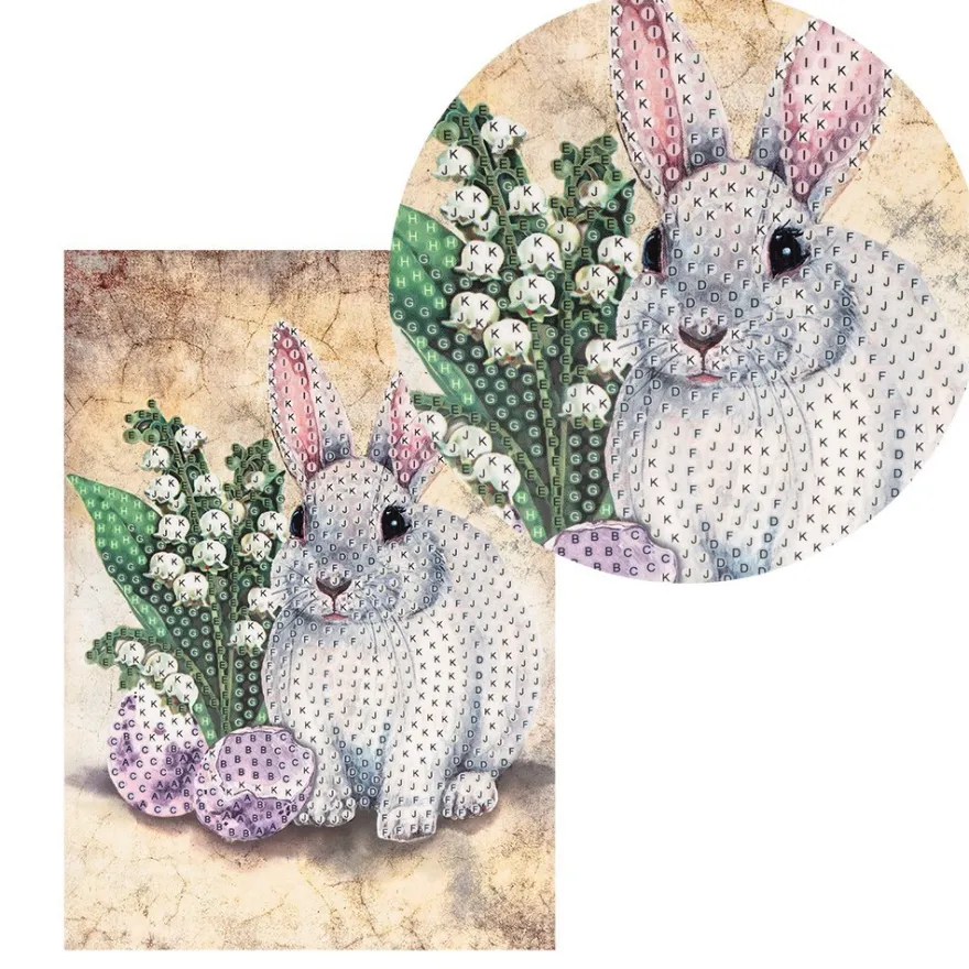 Diamond-Painting-Grußkarte, Strass, Hase 3, 11,5cm x 16,5cm, inkl. Zubehör