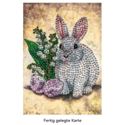 Diamond-Painting-Grußkarte, Strass, Hase 3, 11,5cm x 16,5cm, inkl. Zubehör