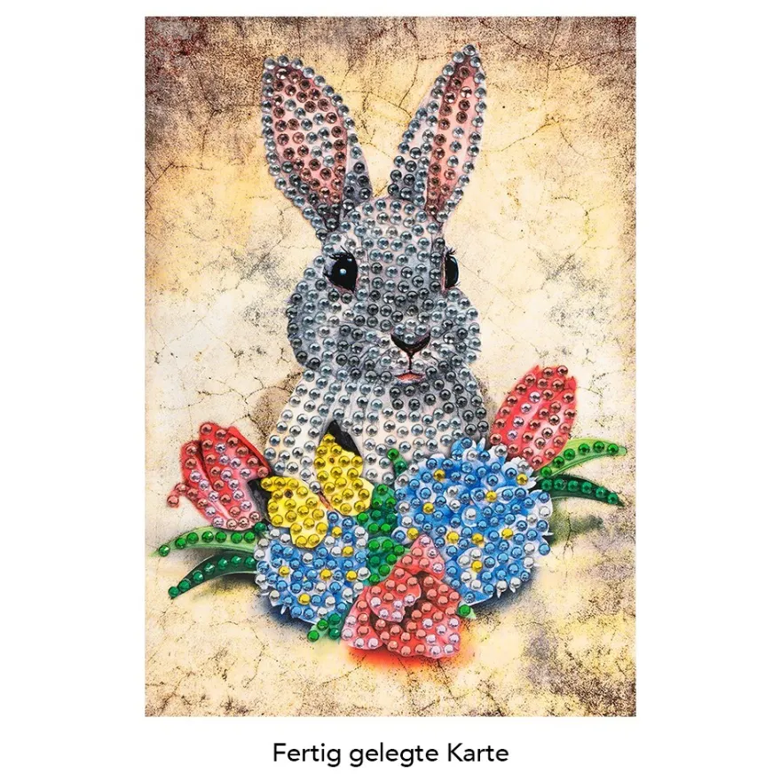 Diamond-Painting-Grußkarte, Strass, Hase 2, 11,5cm x 16,5cm, inkl. Zubehör