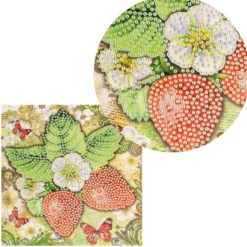 Diamond-Painting-Grußkarte, Strass, Erdbeeren, 16cm x 16cm, inkl. Zubehör