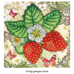 Diamond-Painting-Grußkarte, Strass, Erdbeeren, 16cm x 16cm, inkl. Zubehör