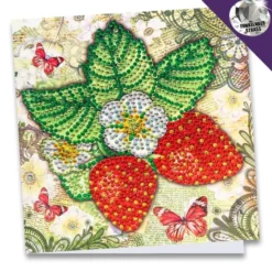 Diamond-Painting-Grußkarte, Strass, Erdbeeren, 16cm x 16cm, inkl. Zubehör