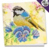 Diamond-Painting-Grußkarte, Strass, Vogel & Blumen 1, 16cm x 16cm, inkl. Zubehör