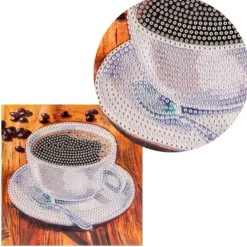 Diamond-Painting-Grußkarte, Strass, Kaffeetasse, 16cm x 16cm, inkl. Zubehör
