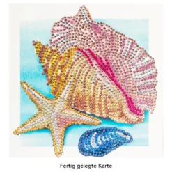 Diamond-Painting-Grußkarte, Strass, Muscheln, 16cm x 16cm, inkl. Zubehör