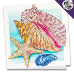 Diamond-Painting-Grußkarte, Strass, Muscheln, 16cm x 16cm, inkl. Zubehör