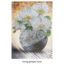 Diamond-Painting-Grußkarte, Strass, Orchideen, 11,5cm x 16,5cm, inkl. Zubehör
