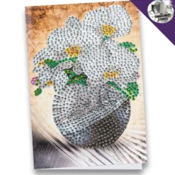 Diamond-Painting-Grußkarte, Strass, Orchideen, 11,5cm x 16,5cm, inkl. Zubehör