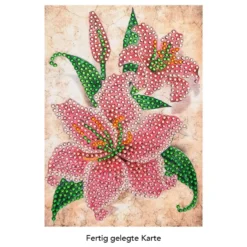 Diamond-Painting-Grußkarte, Strass, Lilie, 11,5cm x 16,5cm, inkl. Zubehör