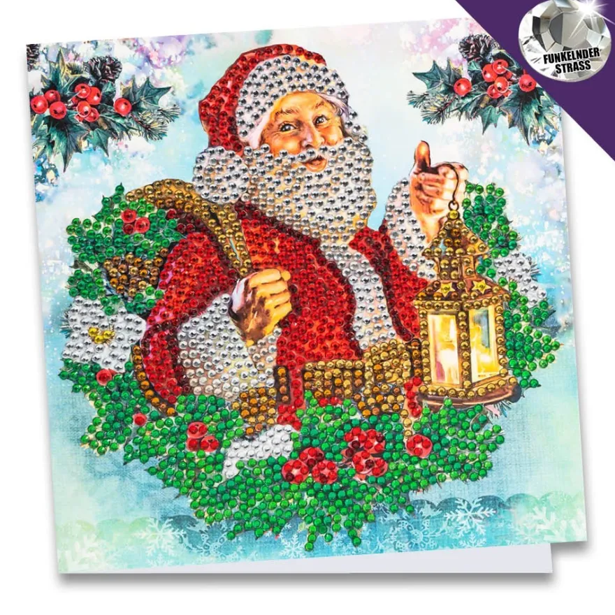 Diamond-Painting-Grußkarte, Strass, Frohe Weihnachten, 16cm x 16cm, inkl. Zubehör