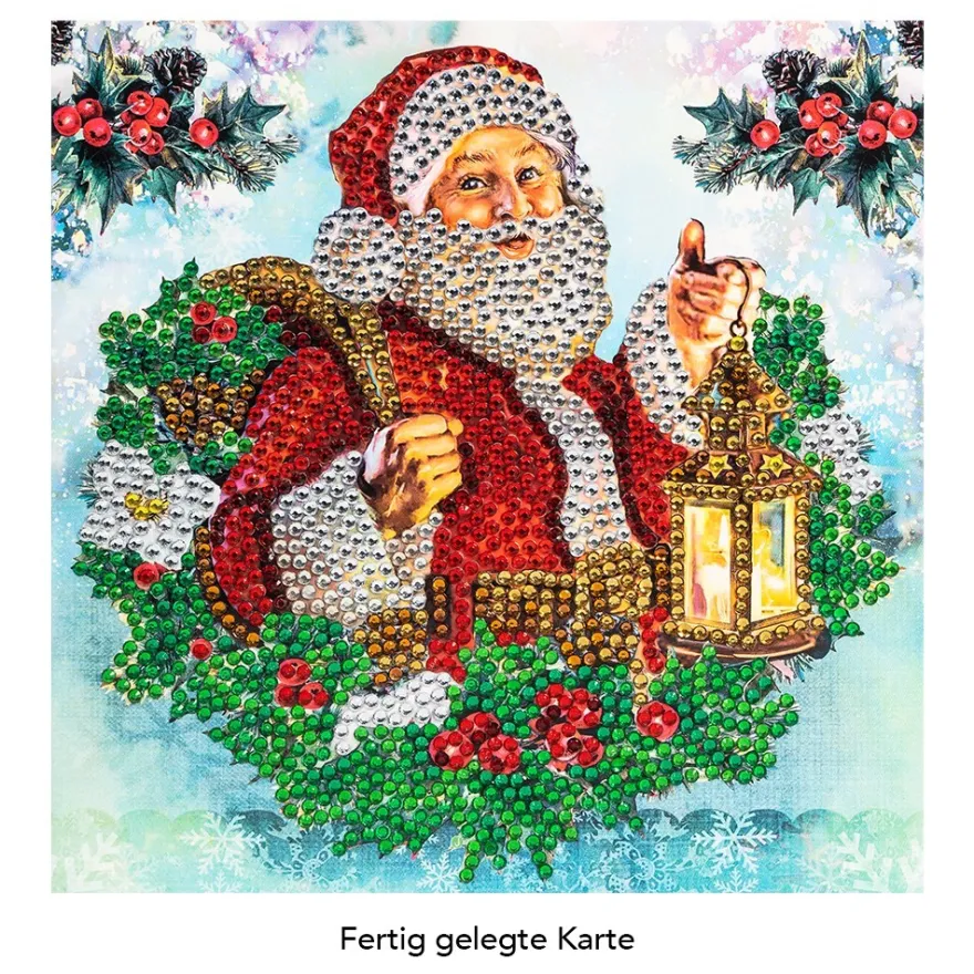 Diamond-Painting-Grußkarte, Strass, Frohe Weihnachten, 16cm x 16cm, inkl. Zubehör