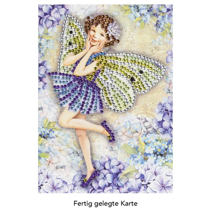 Diamond-Painting-Grußkarte, Strass, Elfe, 11,5cm x 16,5cm, inkl. Zubehör