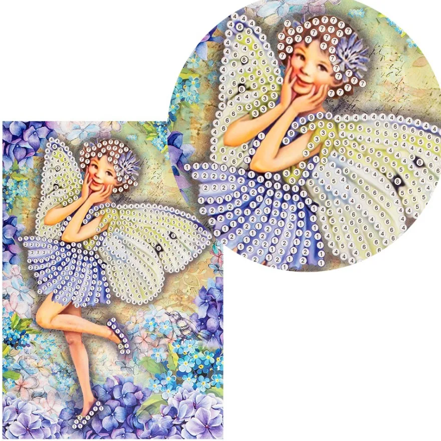 Diamond-Painting-Grußkarte, Strass, Elfe, 11,5cm x 16,5cm, inkl. Zubehör