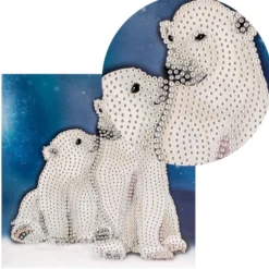 Diamond-Painting-Grußkarte, Strass, Eisbären 1, 16cm x 16cm, inkl. Zubehör