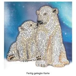Diamond-Painting-Grußkarte, Strass, Eisbären 1, 16cm x 16cm, inkl. Zubehör