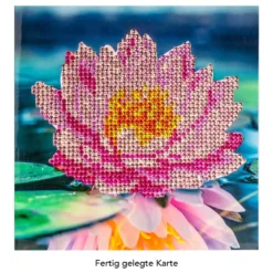 Diamond-Painting-Grußkarte, Strass, Seerose, 16cm x 16cm, inkl. Zubehör