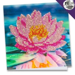 Diamond-Painting-Grußkarte, Strass, Seerose, 16cm x 16cm, inkl. Zubehör