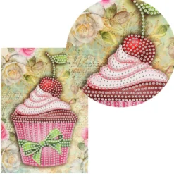 Diamond-Painting-Grußkarte, Strass, Cupcake, 11,5cm x 16,5cm, inkl. Zubehör