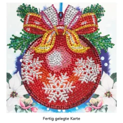 Diamond-Painting-Grußkarte, Strass, Weihnachtskugel, 16cm x 16cm, inkl. Zubehör