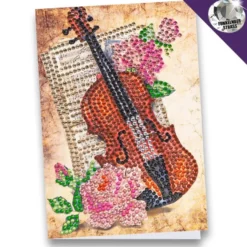 Diamond-Painting-Grußkarte, Strass, Geige, 11,5cm x 16,5cm, inkl. Zubehör