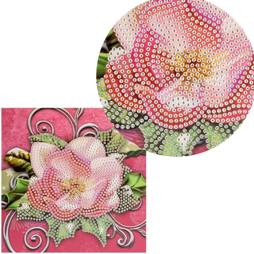 Diamond-Painting-Grußkarte, Strass, Christrose, 16cm x 16cm, inkl. Zubehör