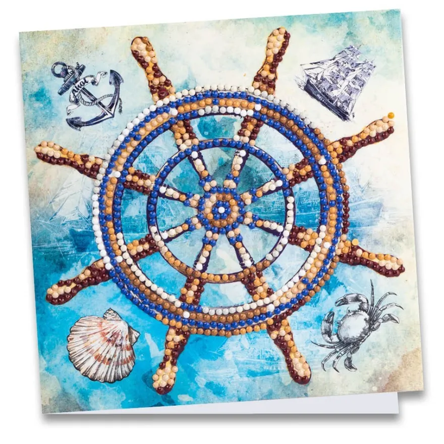 Diamond-Painting-Grußkarte, Steuerrad, 16cm x 16cm, inkl. Zubehör