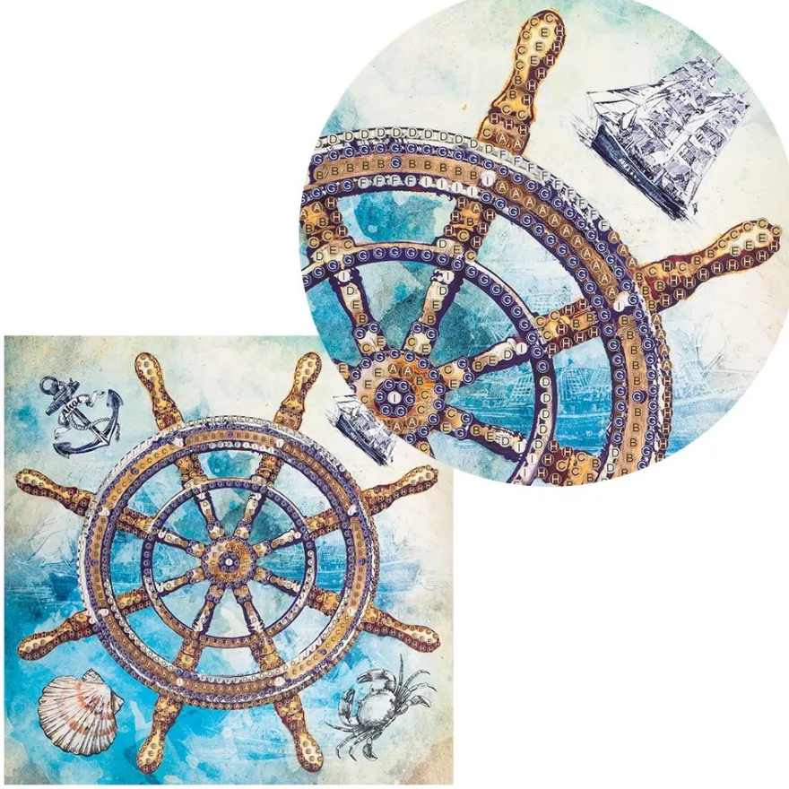 Diamond-Painting-Grußkarte, Steuerrad, 16cm x 16cm, inkl. Zubehör