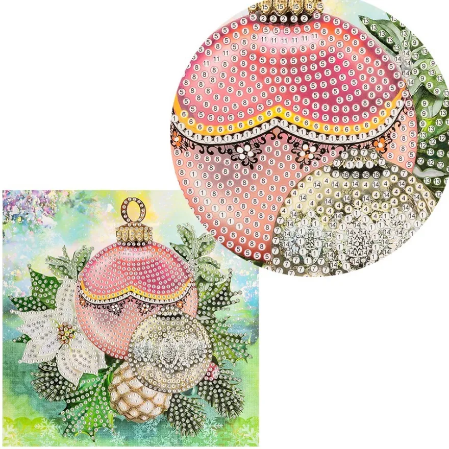 Diamond-Painting-Grußkarte, Strass, Baumschmuck, 16cm x 16cm, inkl. Zubehör