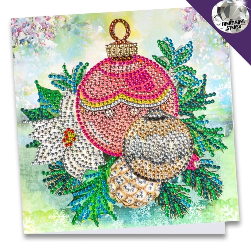 Diamond-Painting-Grußkarte, Strass, Baumschmuck, 16cm x 16cm, inkl. Zubehör